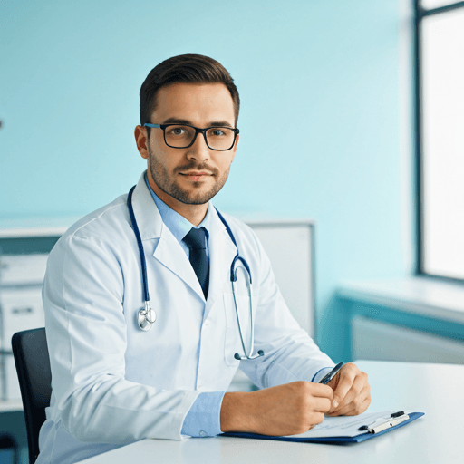 Professional doctor in a modern bright clinic