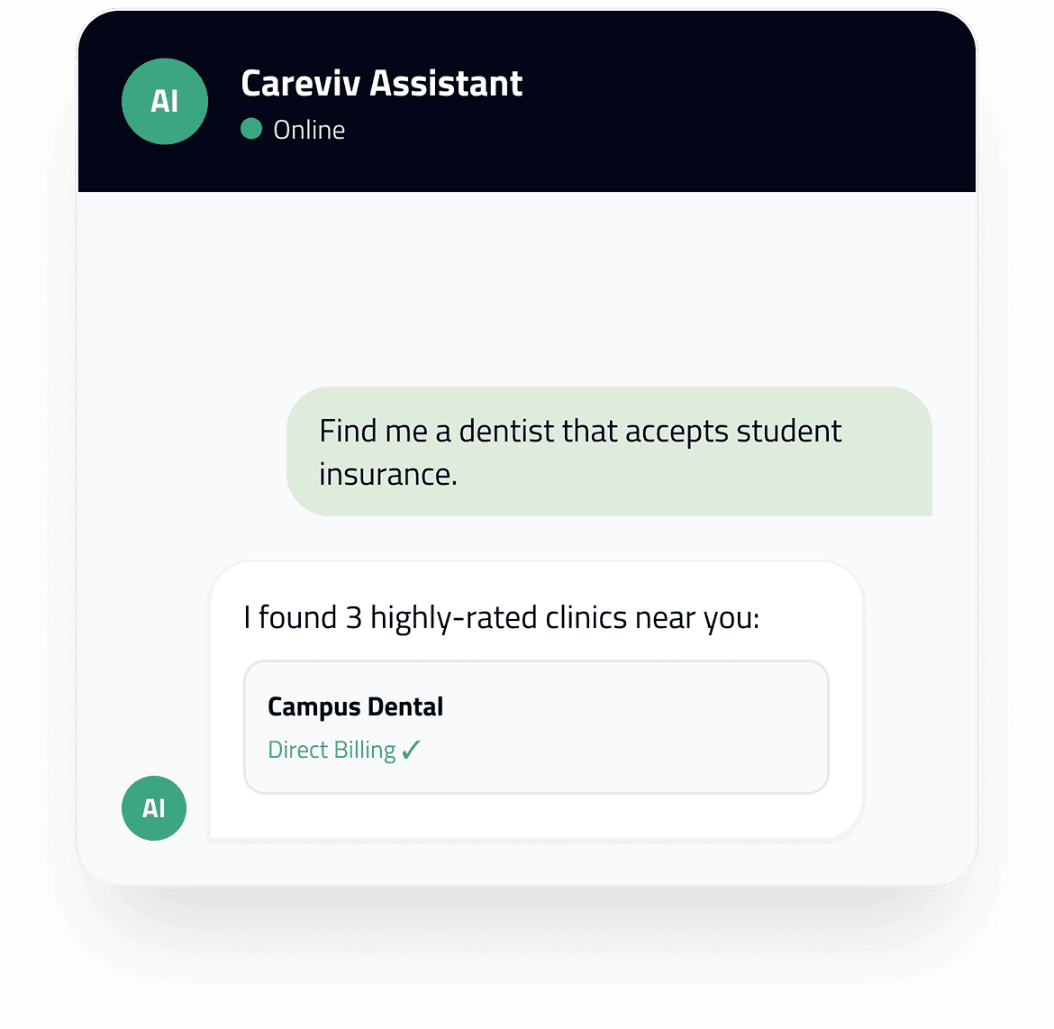 AI assistant for clinic recommendations
